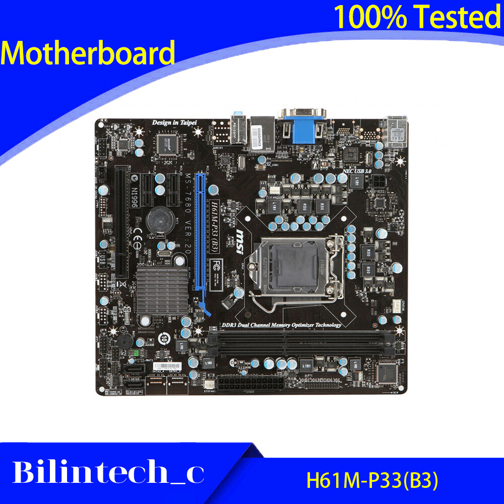 FOR MSI H61M-P33(B3) Motherboard Supports i5 3470 2500 3220 E3-1230 V2 DDR3 16G