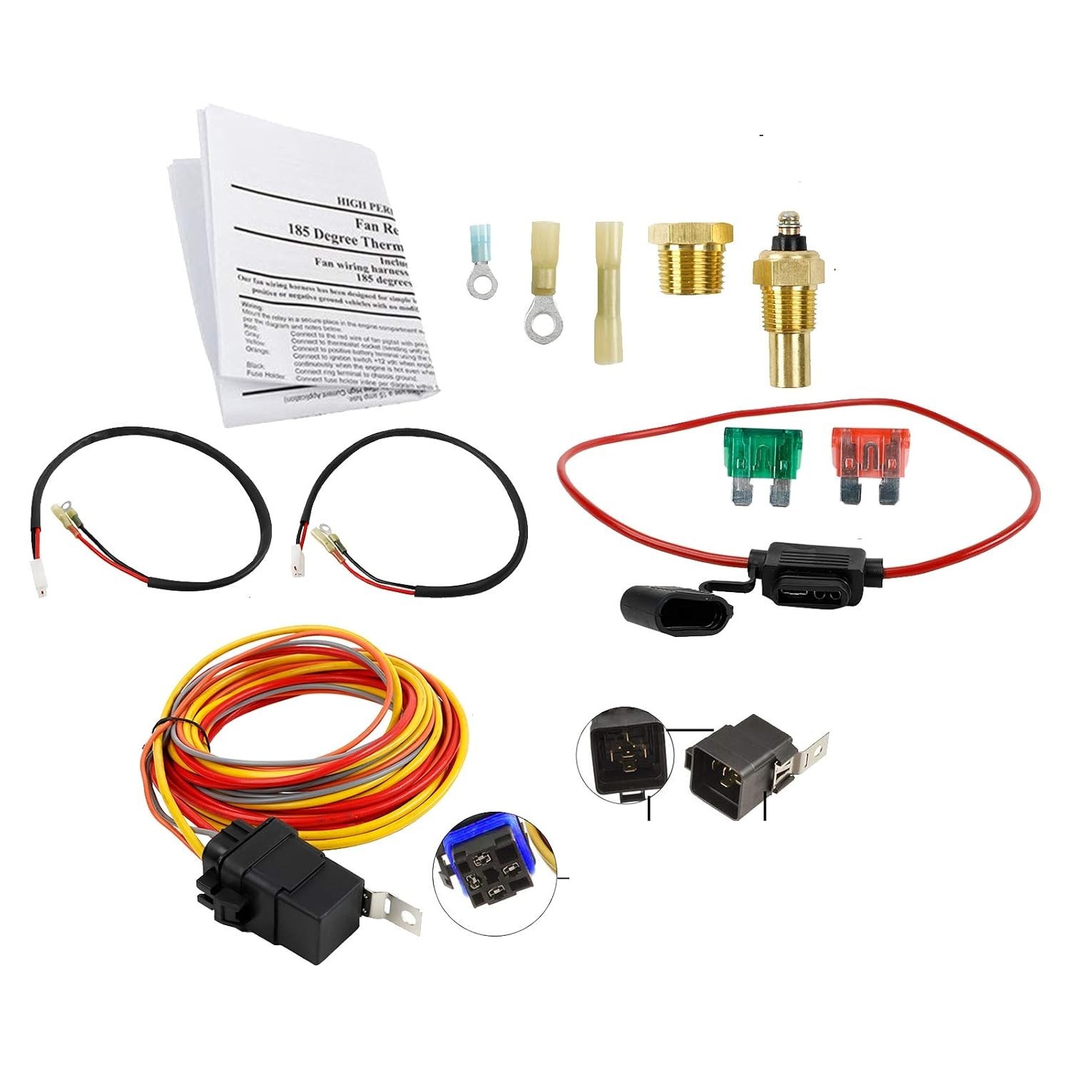 Dual Electric Cooling Fan Wiring Install Kit 185 Degree On 165 Off Engine Fan...