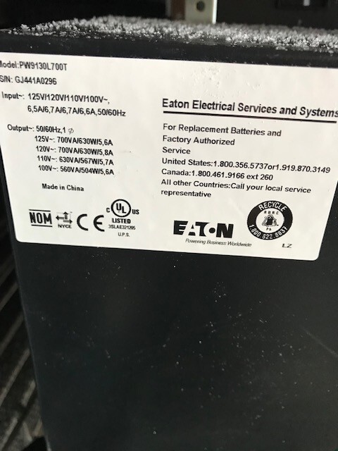 Eaton PW9130L700T 700VA Tower UPS 120V 