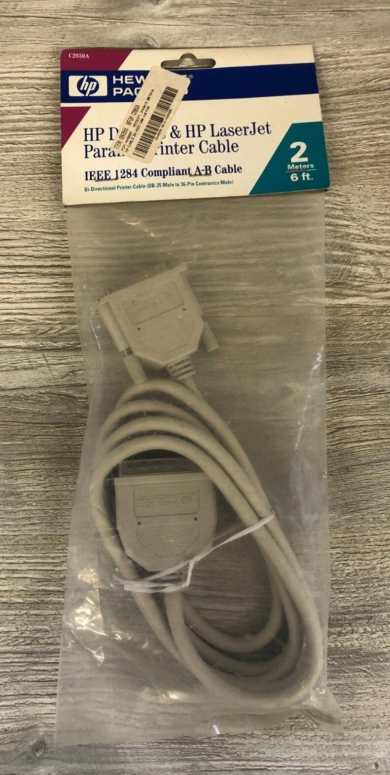 New Sealed 1996 Hewlett-Packard HP C2950A DeskJet LaserJet Printer Cable 6 Foot