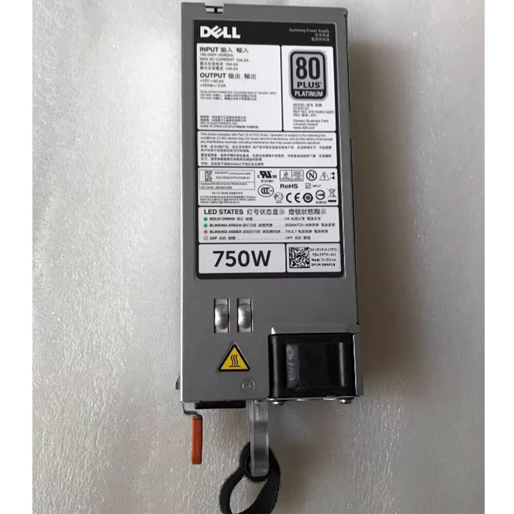 FOR DELL R620 520 720 820 920 D750E-S0 0N30P9 N30P9 750W Power Supply