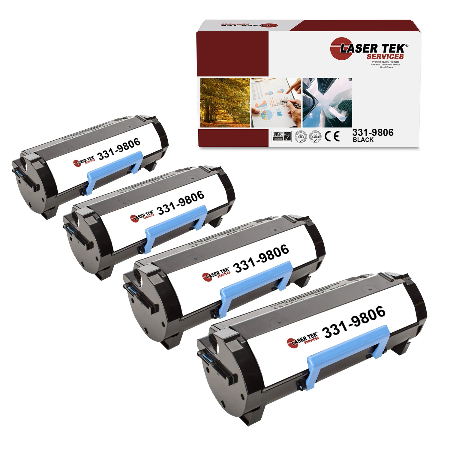 4Pk LTS 331-9806 Black HY Compatible for Dell B2360 B3460 B3465 Toner Cartridge
