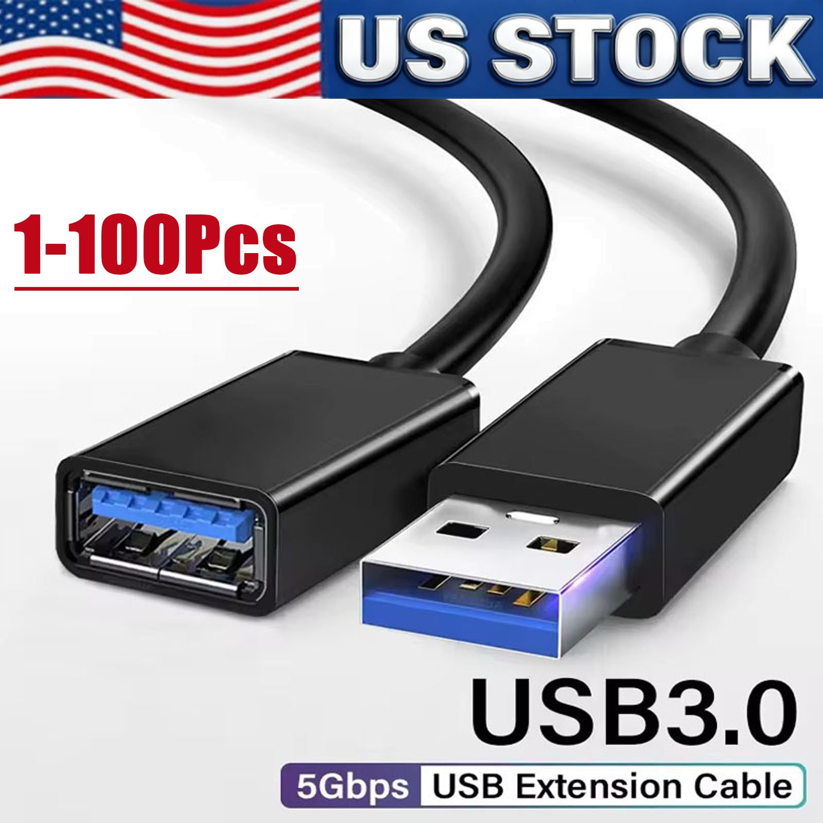 USB3.0 Extension Cable High Speed Extender Cord Adapter TypeA Male to Female Lot