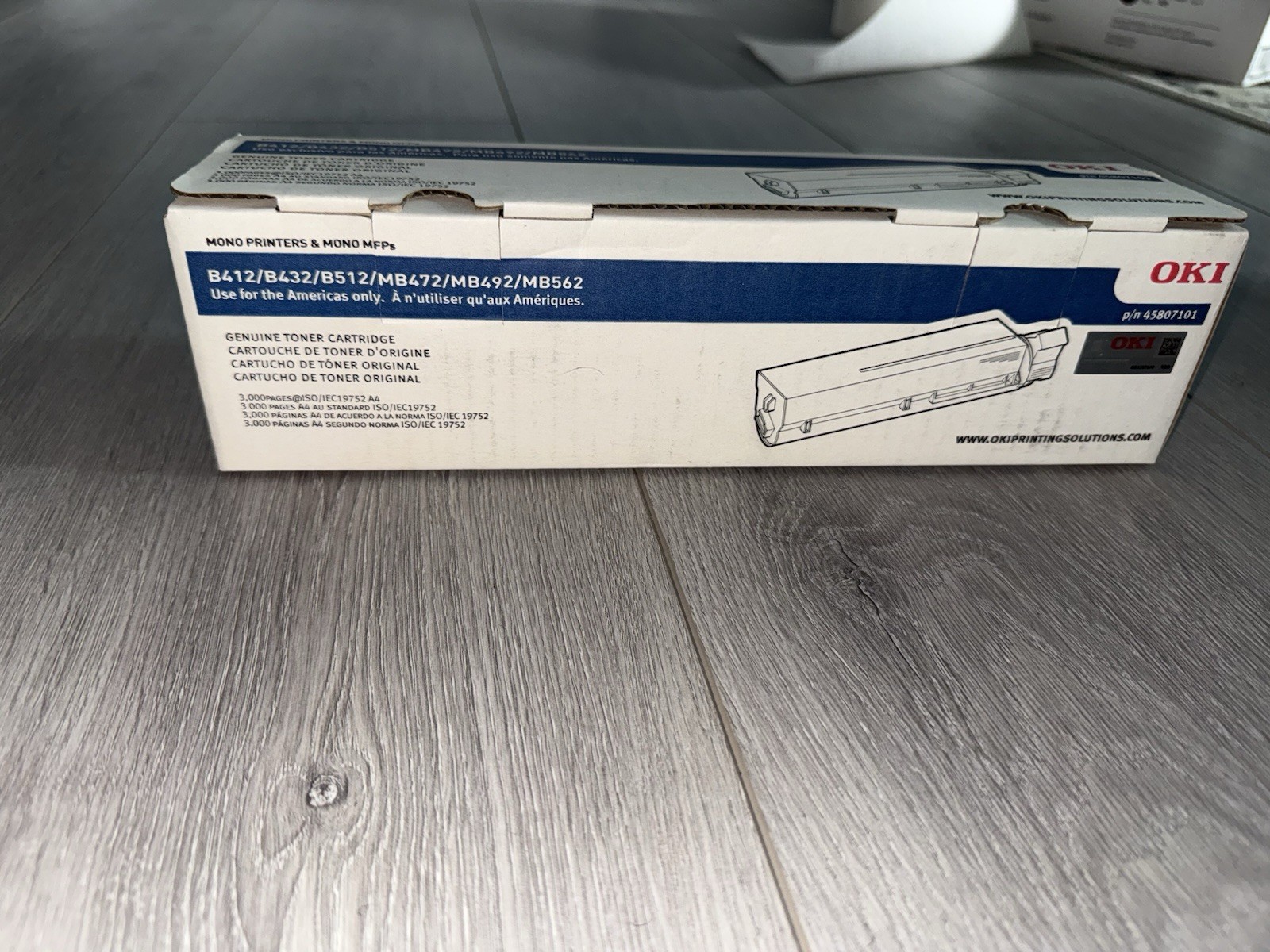 OKI Genuine/Original Black Laser Toner 45807101 for B412 B432 B512 MB472