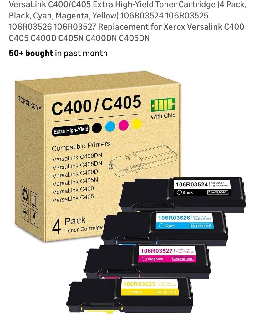 VersaLink C400/C405 Extra High-Yield Toner Cartridge (4 Pack, Black, Cyan, Ma...