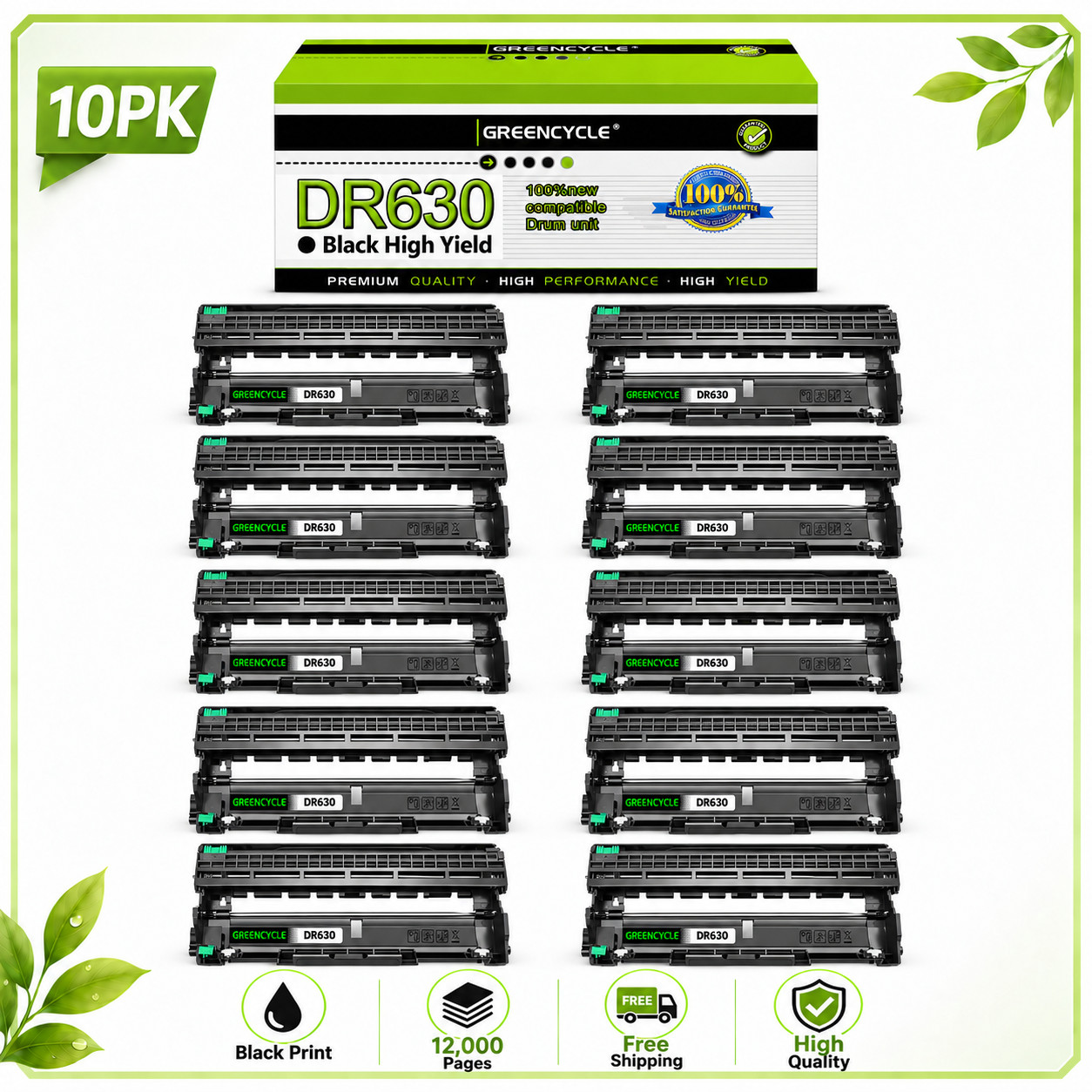 10x DR630 Drum Unit For Brother MFC-L2700DW MFC-L2300D DCP-L2540DW DCP-L2520DW