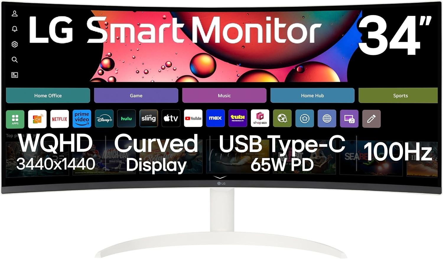 LG 34SR63QA-W 34" Curved Smart Monitor UltraWide QHD 100Hz USB-C 65W webOS