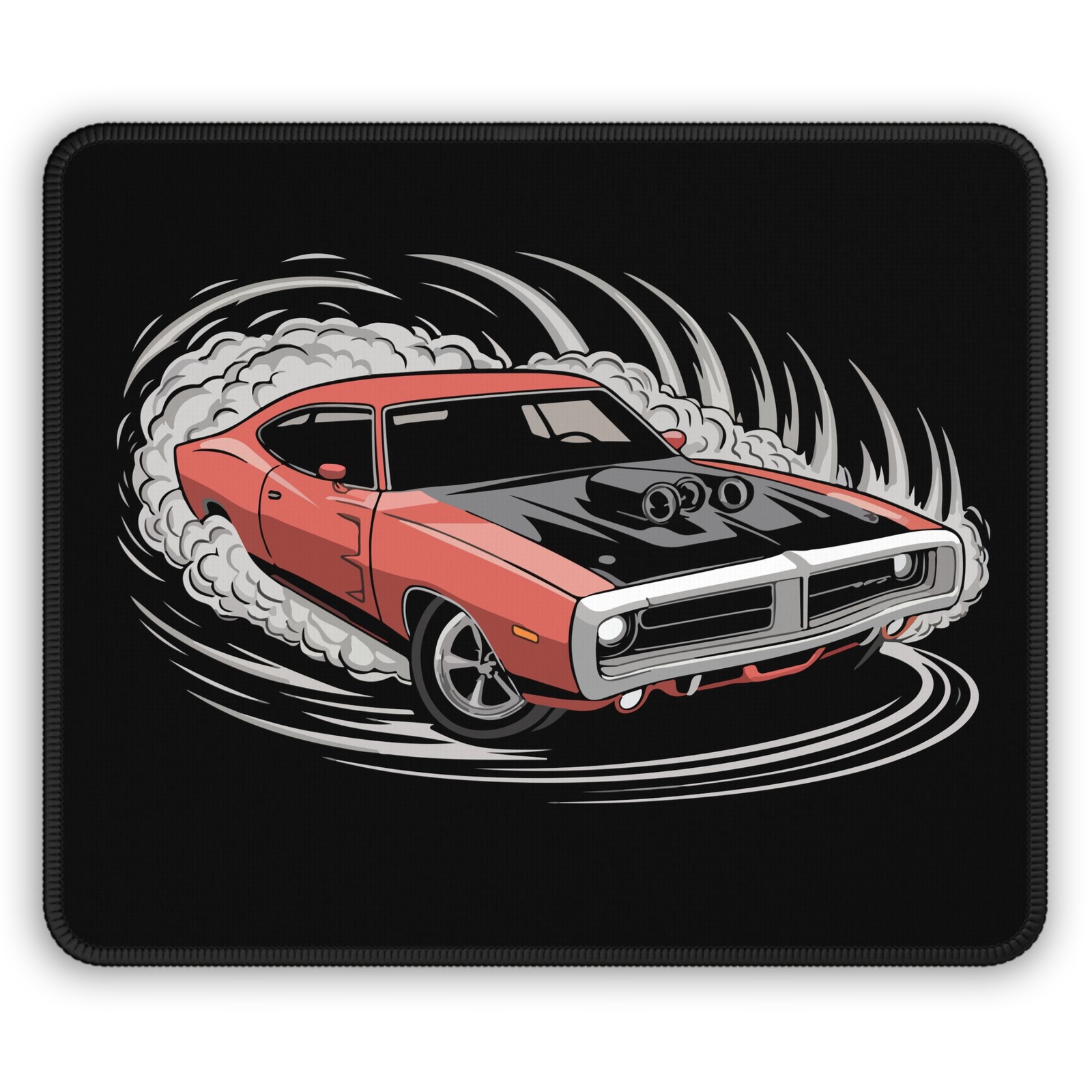 Red Muscle Car Burnout Gaming Mouse Pad | Retro Race Artwork | Car Lover | Gift