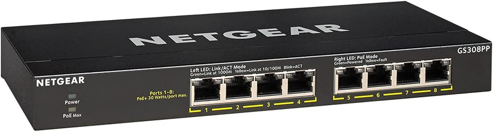 8-Port Poe Gigabit Ethernet Unmanaged Network Switch (GS308PP) | Essentials M...