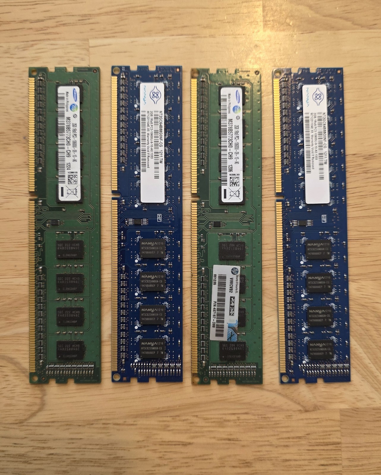 8GB RAM (4x2GB) PC3-10600u DDR3-1333MHz 2Rx8 Non-ECC 
