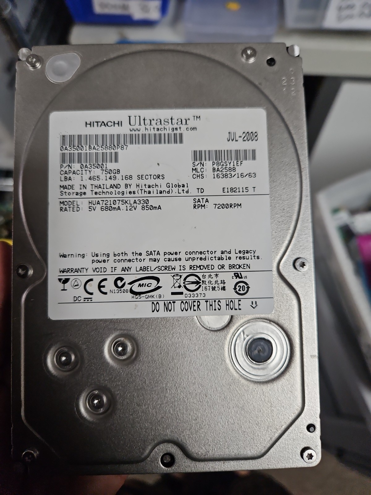 Hitachi Ultrastar 750GB SATA 7200 RPM 3.5 in Enterprise HDD | 0A35001