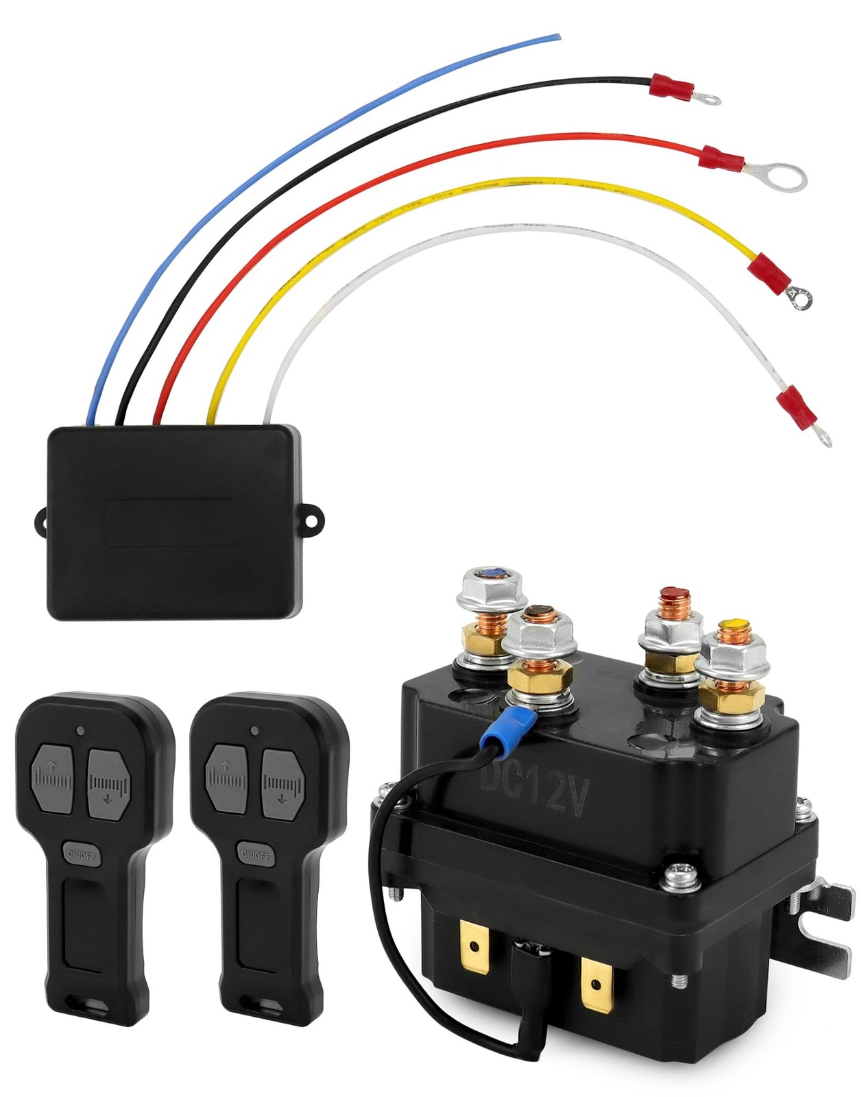 QWORK Wireless Winch Remote Kit 12V 250A for Truck ATV SUV 63070 62135 74900