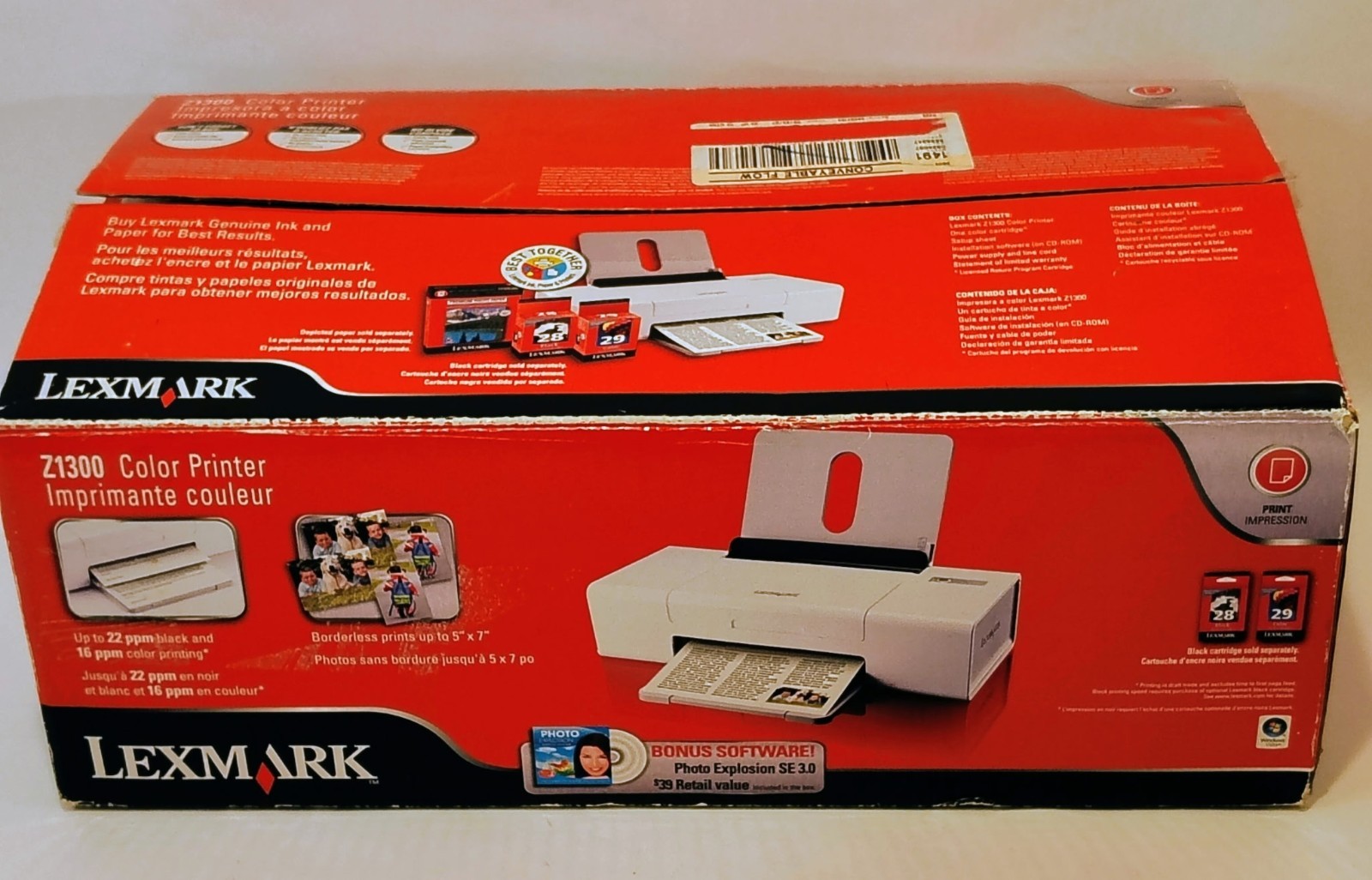 Lexmark Z1300 Digital Photo Color Inkjet Printer Open Box 