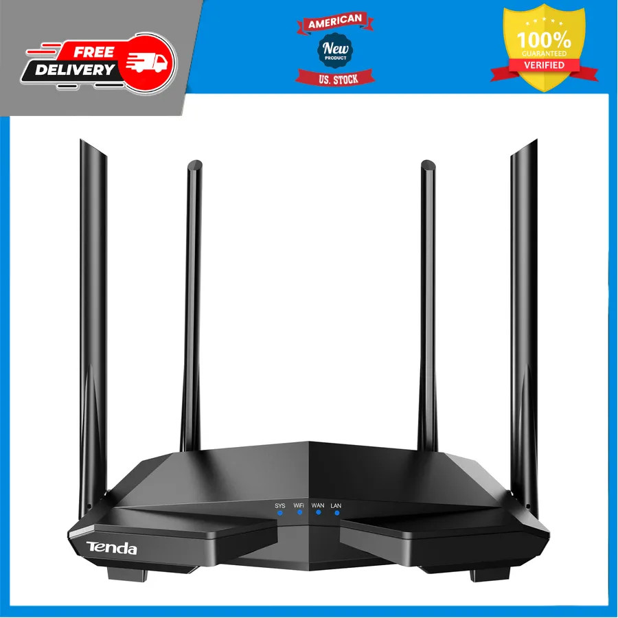 Tenda AC6 AC1200 Smart Dual Band WiFi Router Fast Ethernet Ports Parental Con...