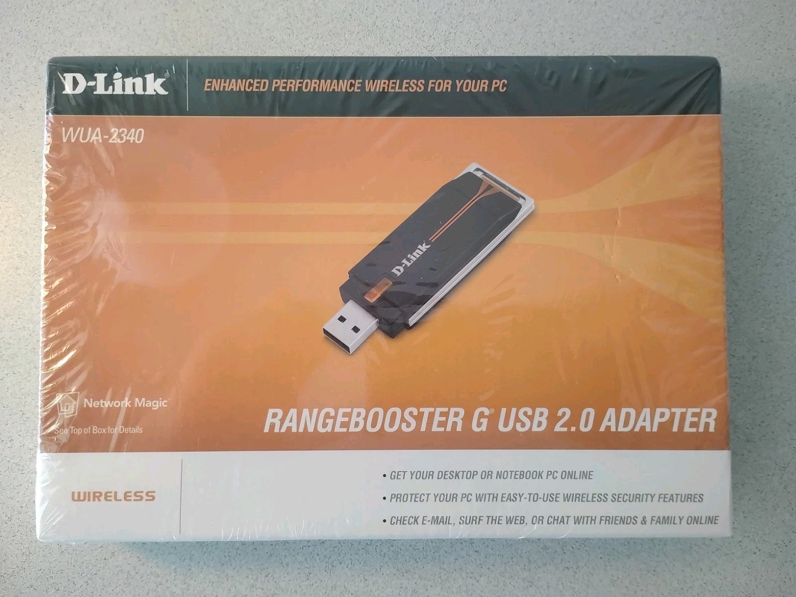 D-Link (WUA-2340) Gold Series Rangebooster G-USB 2.0 Adapter - Sealed