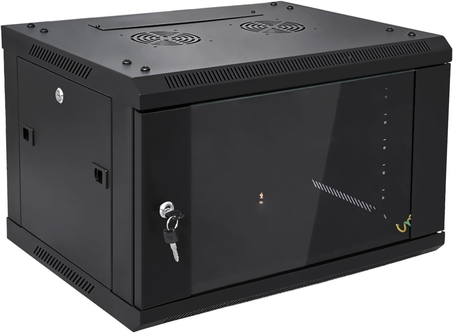 6U Wall Mount Server Cabinet Network Rack Enclosure Locking Glass Door