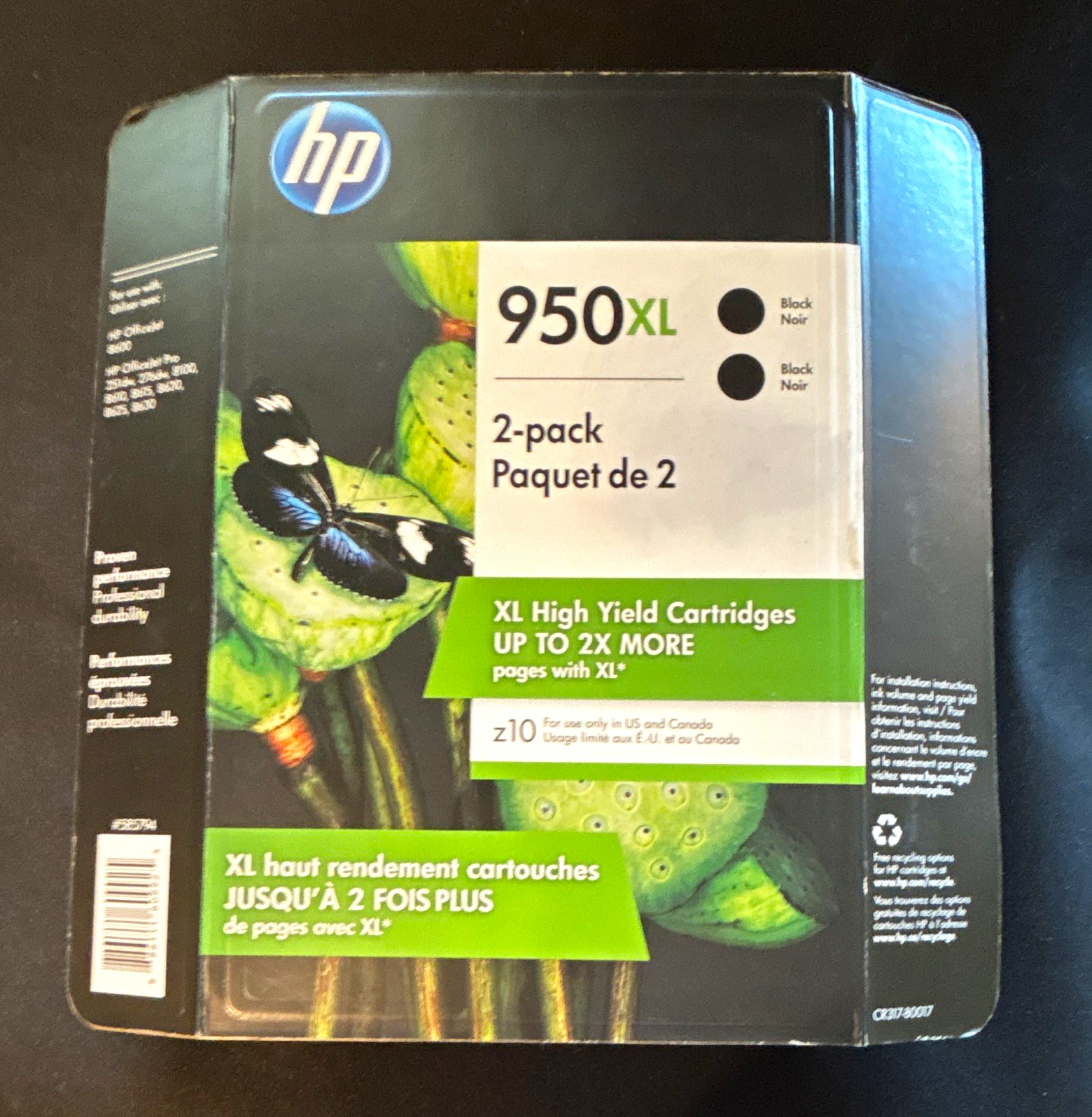 HP 950XL Black 2-Pack Genuine HP Inkjet Ink Cartridge CR317BN NEW Factory Sealed