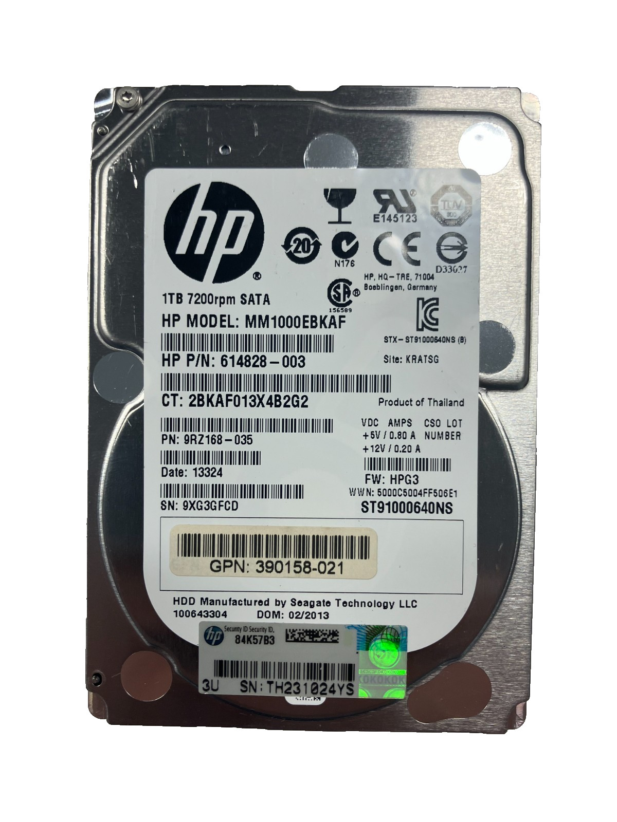 HPE MM1000EBKAF HDD 1TB SATA 3Gb/s 2.5" 614828-003 512 b/s