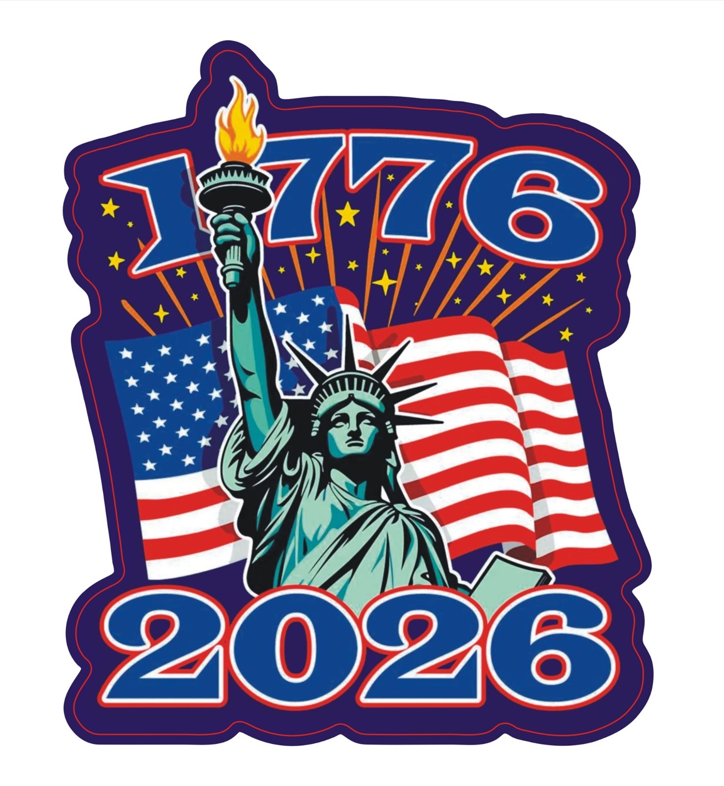 USA 250th Anniversary 1776-2026 Statue of Liberty Kiss-Cut Vinyl Sticker 4"