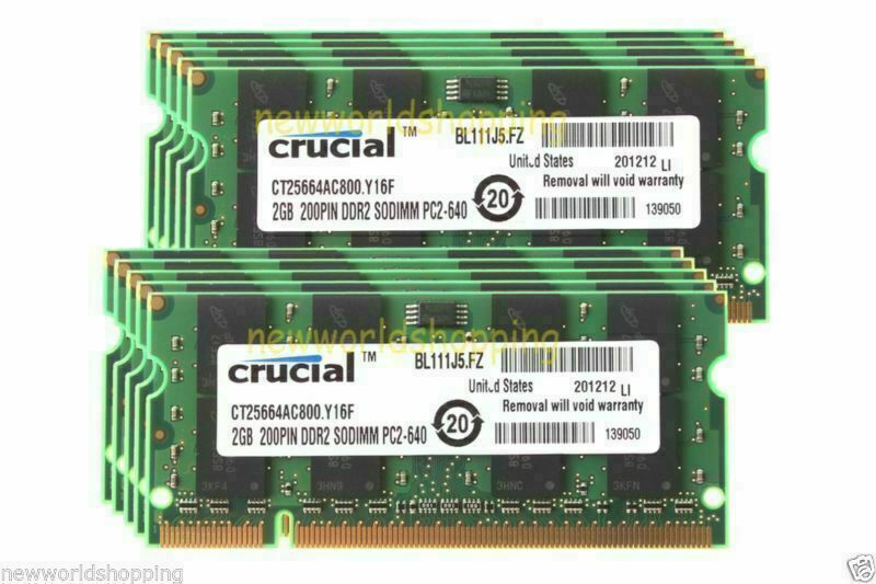 Crucial 20GB 10X 2GB PC2 6400 DDR2 800 Mhz SoDimm Laptop Notebook Memory RAM #N