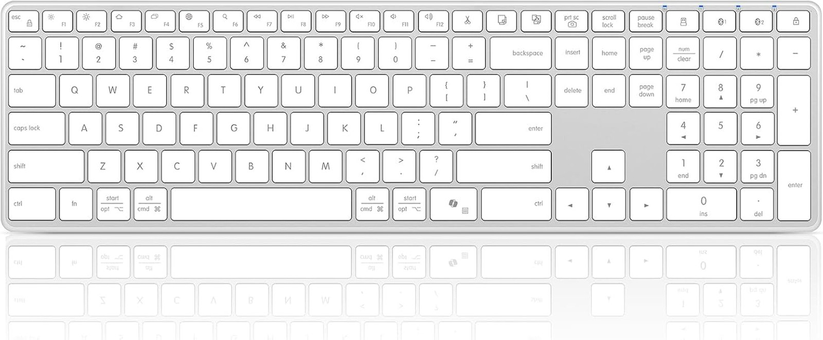 Wireless Bluetooth Keyboard Stainless Steel Multi-Device Full Size Keyboard with