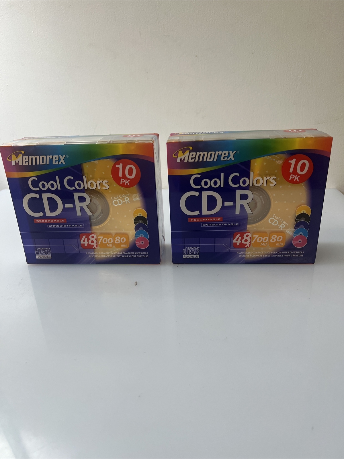 Lot Of 2 Memorex CD-R 10-Pack Cool Colors 48X 700MB 80 min New Sealed Total 20