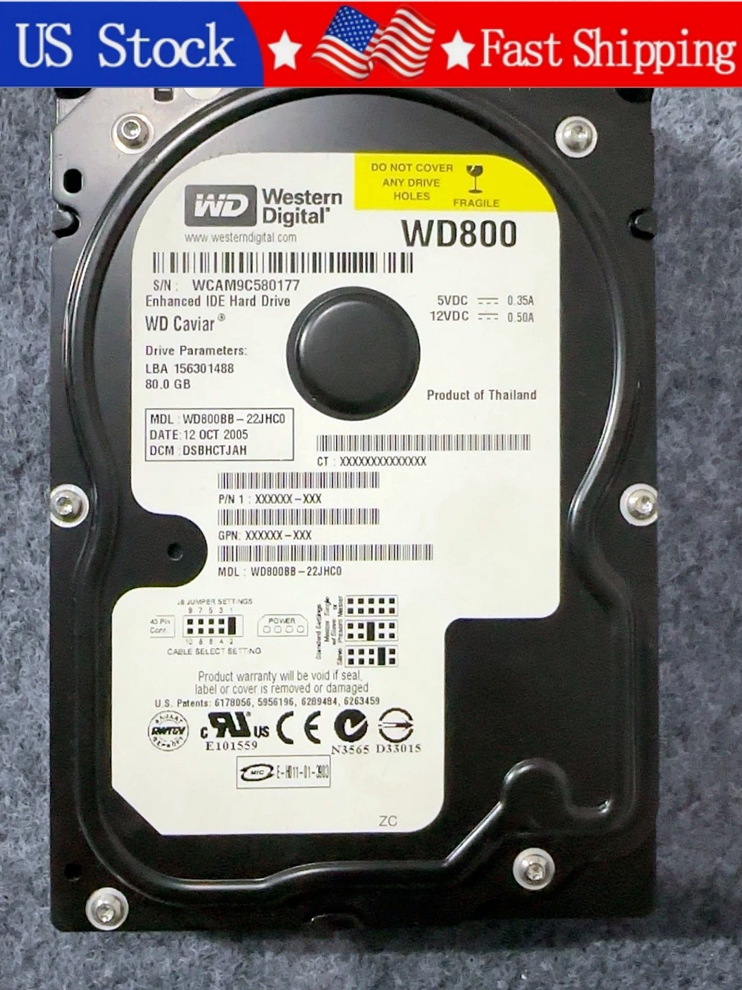 New Western Digital WD800BB 22JHC0 Caviar 80GB 7200RPM PATA IDE 3.5" HDD
