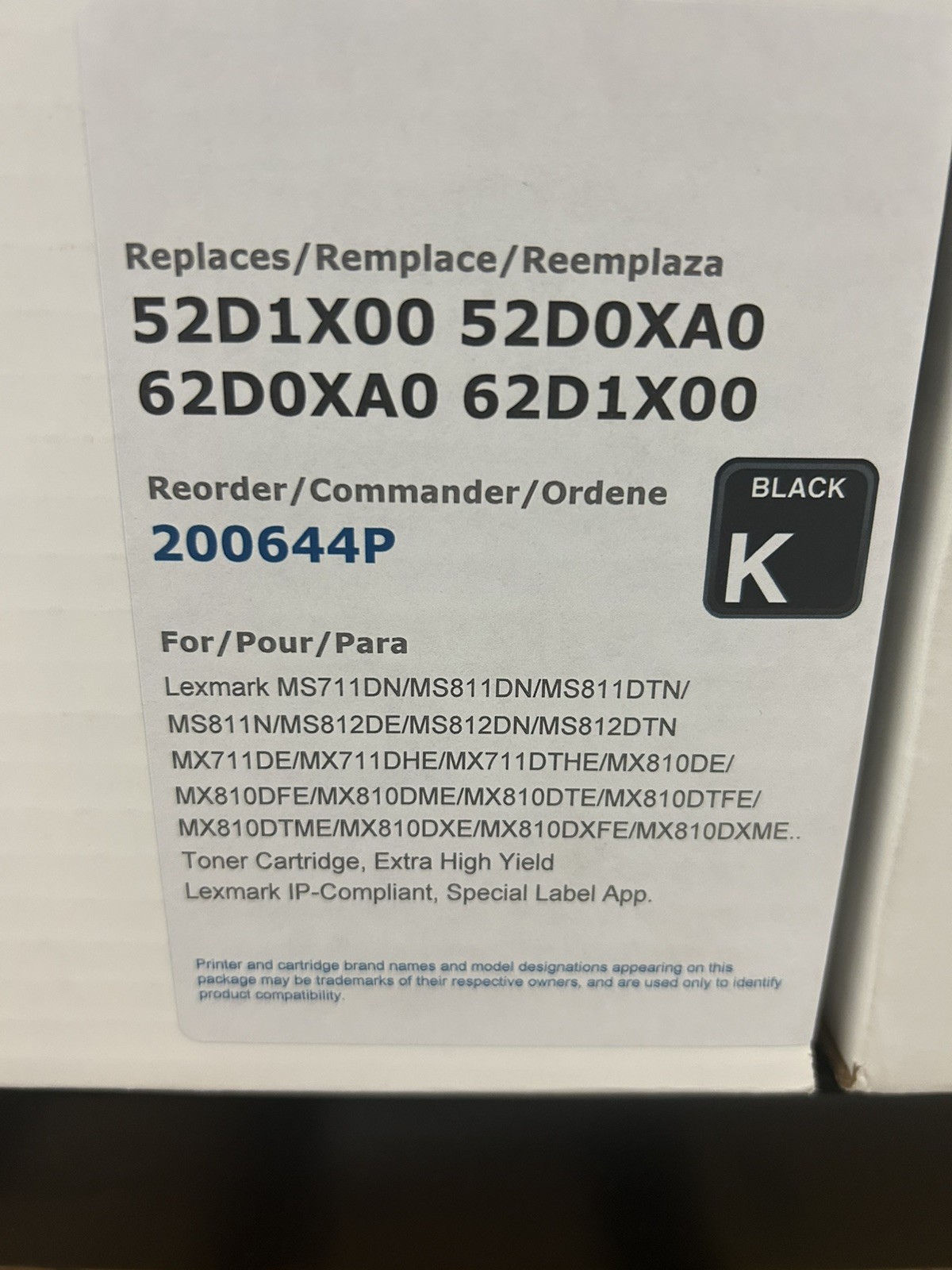 *BRAND New* Lexmark 52D1X00 Extra High-Yield Toner 45000 Page- Black SEALED BOX 