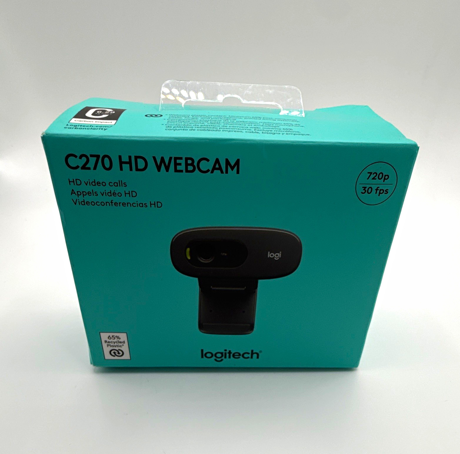 Logitech C270 HD 720p Webcam 30fps USB 2.0 Built-In Mic Noise Reduction Black