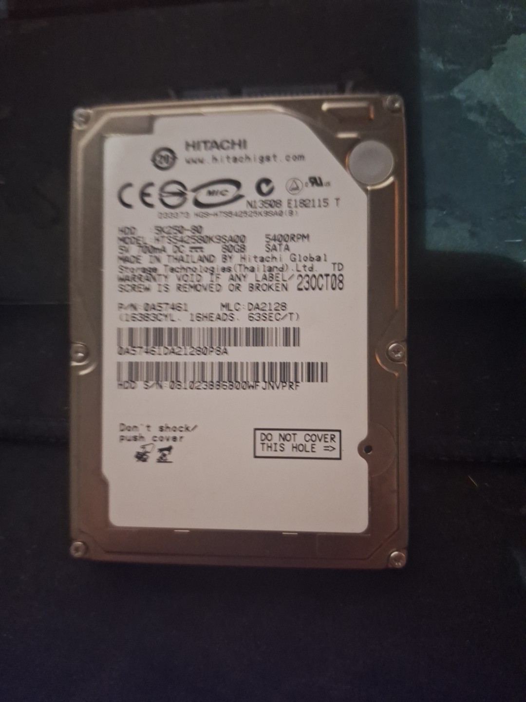 Hitachi Travelstar 5K250 HTS542580K9SA00 80GB Internal 5400RPM 2.5" (0A54891)...