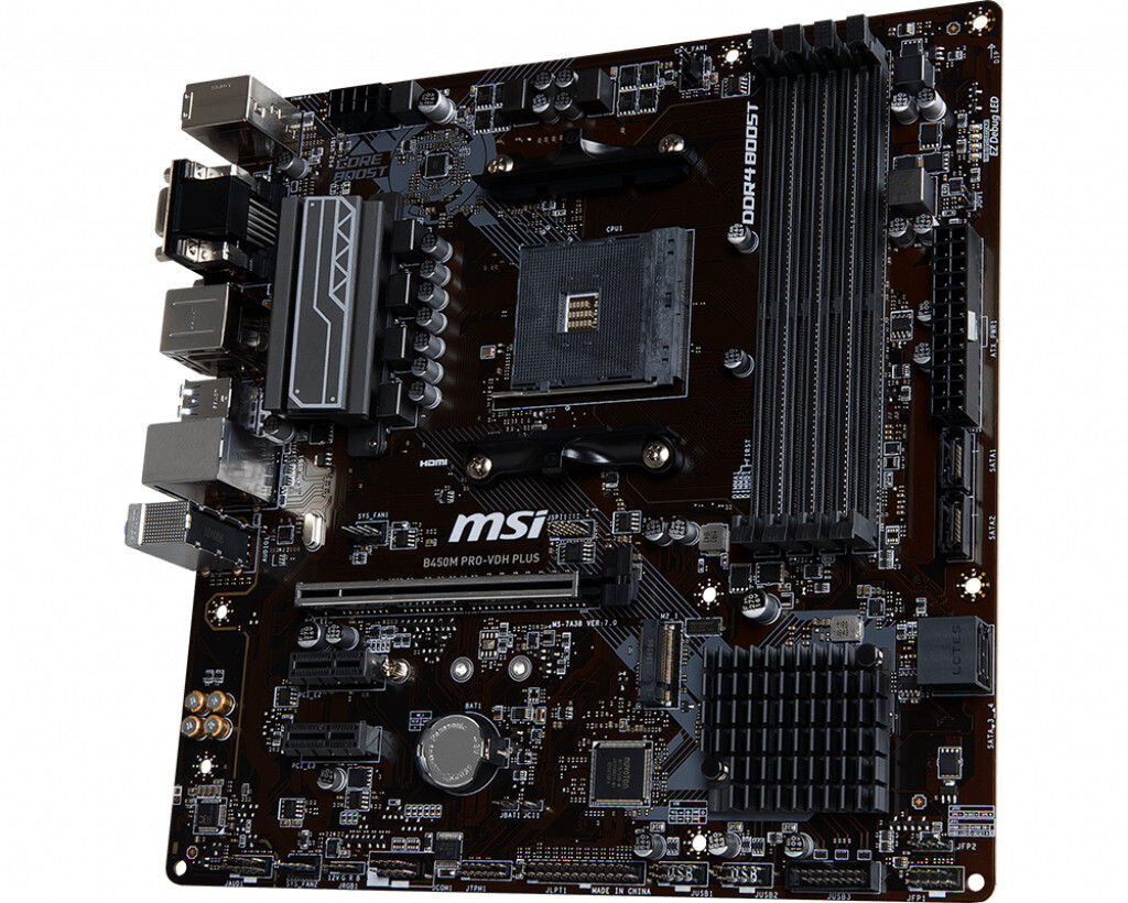 MSI B450M PRO-VDH PLUS Motherboard AMD B450 Socket AM4 4×DDR4 M-ATX 1×M.2 VGA