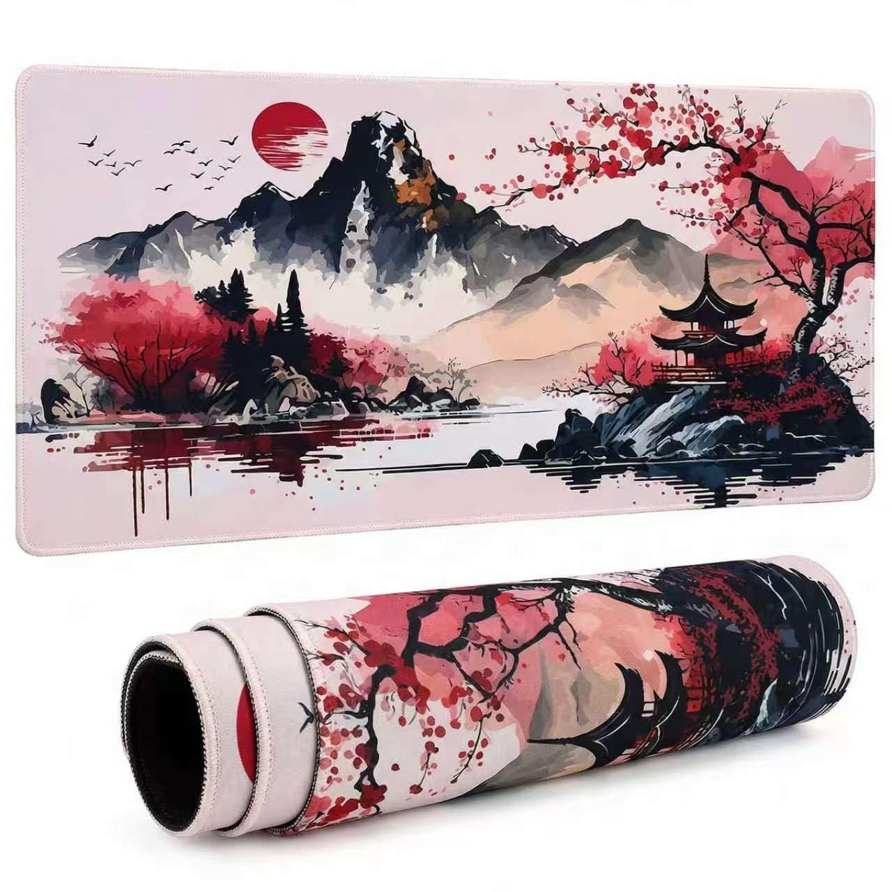 31.5x15.7x0.16 Inch Japanese Cherry Blossom Gaming Mouse Pad Desk Mat Setup