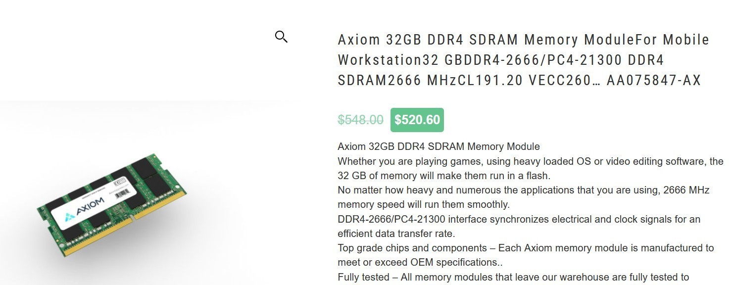 32GB RAM DDR4-2666MHz PC4-21300S 1.2V 260PIN SODIMM LAPTOP RAM 3 YR WARRANT