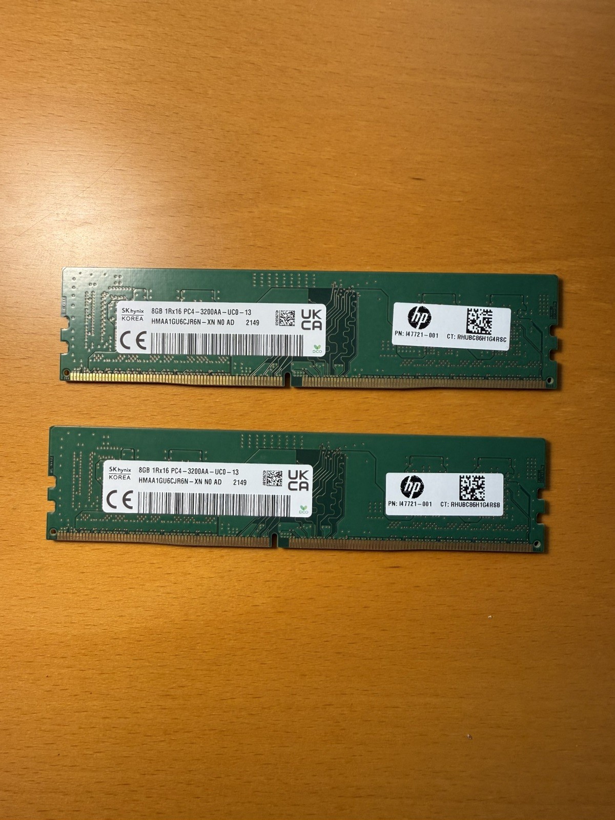 2x SK Hynix 8gb 1Rx16 PC4 3200AA Desktop RAM Sticks