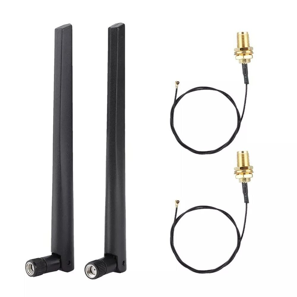 Wifi External Antenna,2Pcs M.2/Ngff Wireless Network Card Cable And 2X5Dbi Ant
