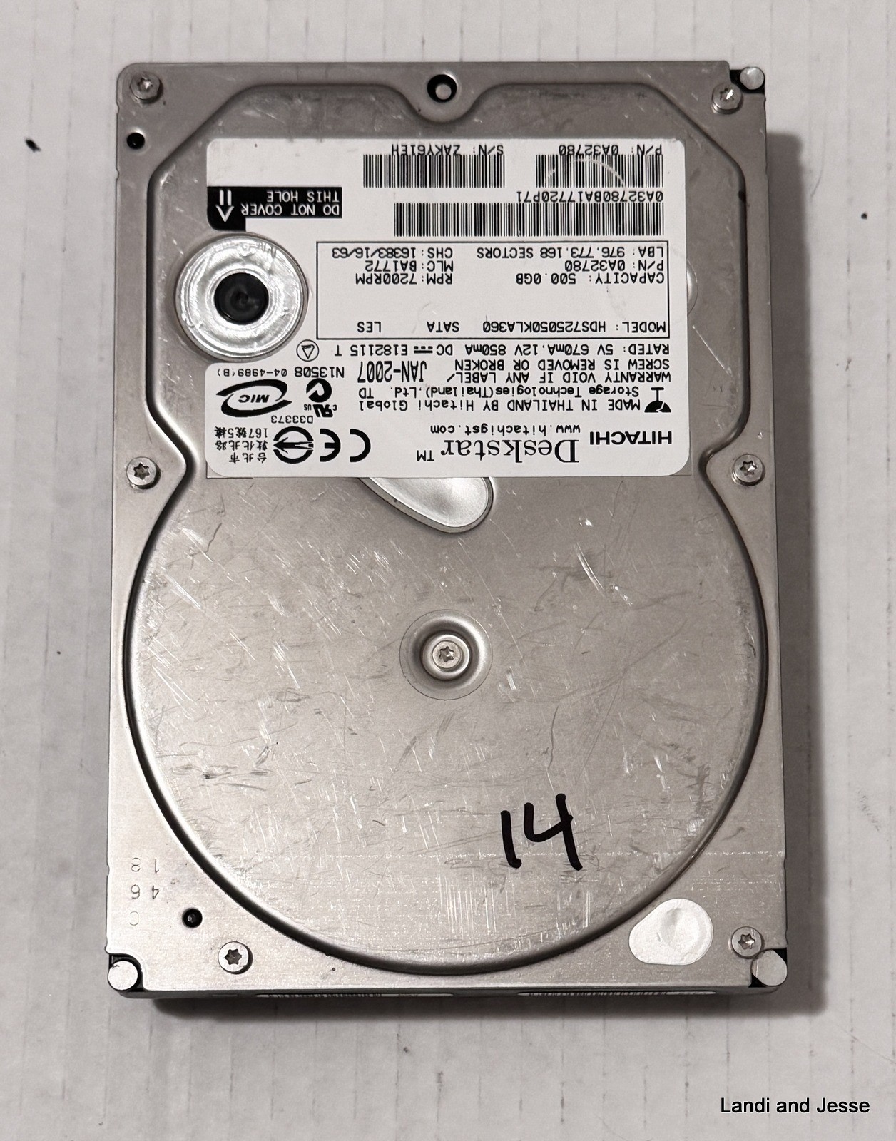 0A32780 Hitachi Deskstar 500 GB 7200 RPM 3.5" HARD DRIVE HDS725050KLA360