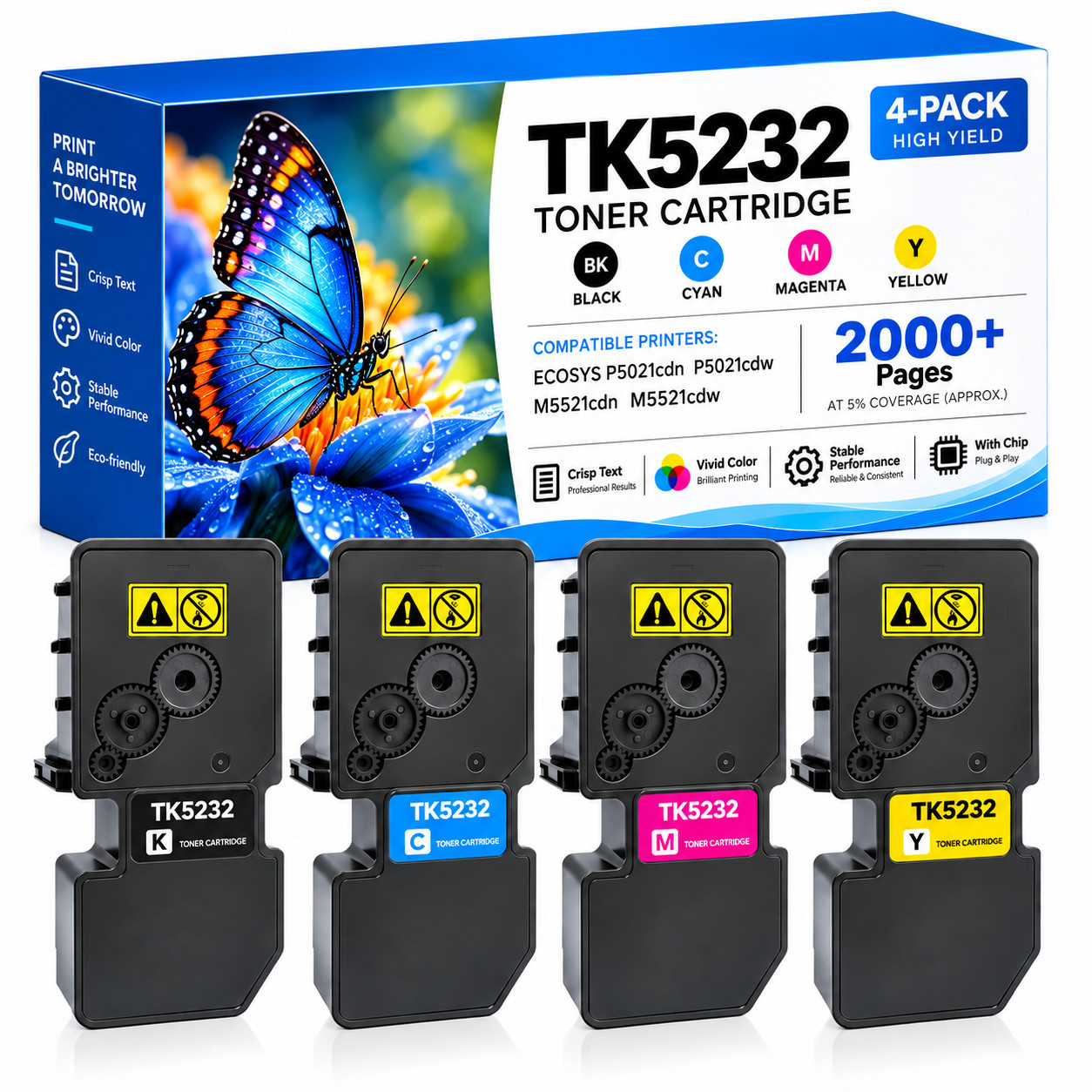 TK5232 Toner Cartridge 4 Pack High Yield For TK-5232 ECOSYS P5021cdn M5521cdn