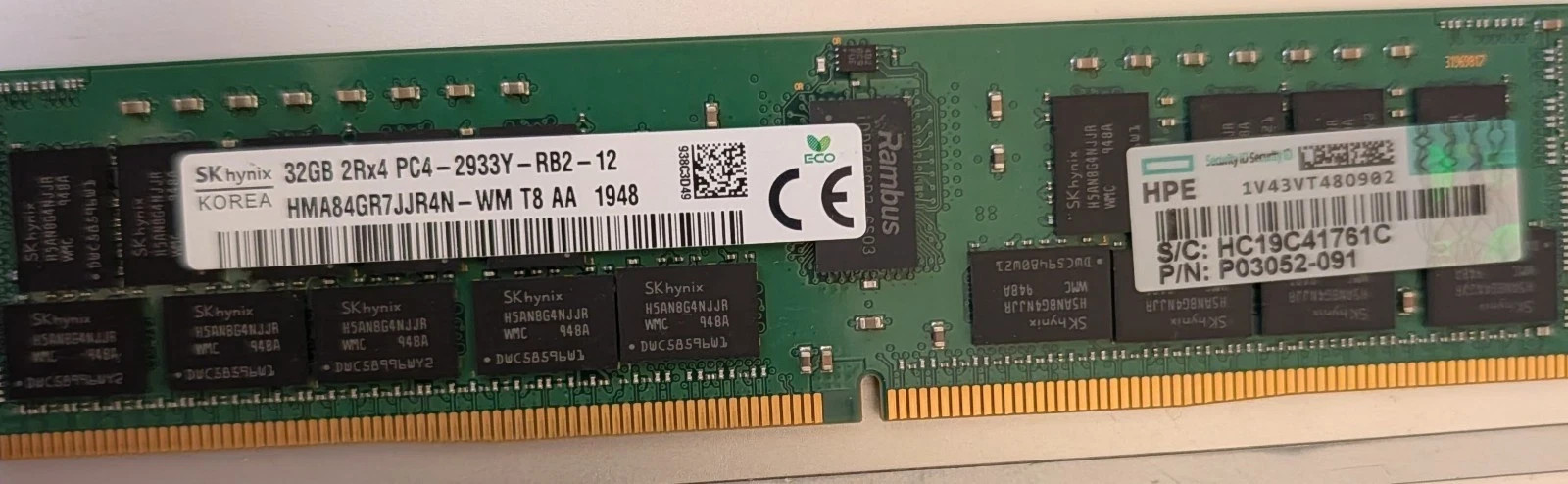 P03052-091 HPE 32GB(1X32GB) 2Rx4 PC4-2933Y-R DDR4 Server Memory P00924-B21
