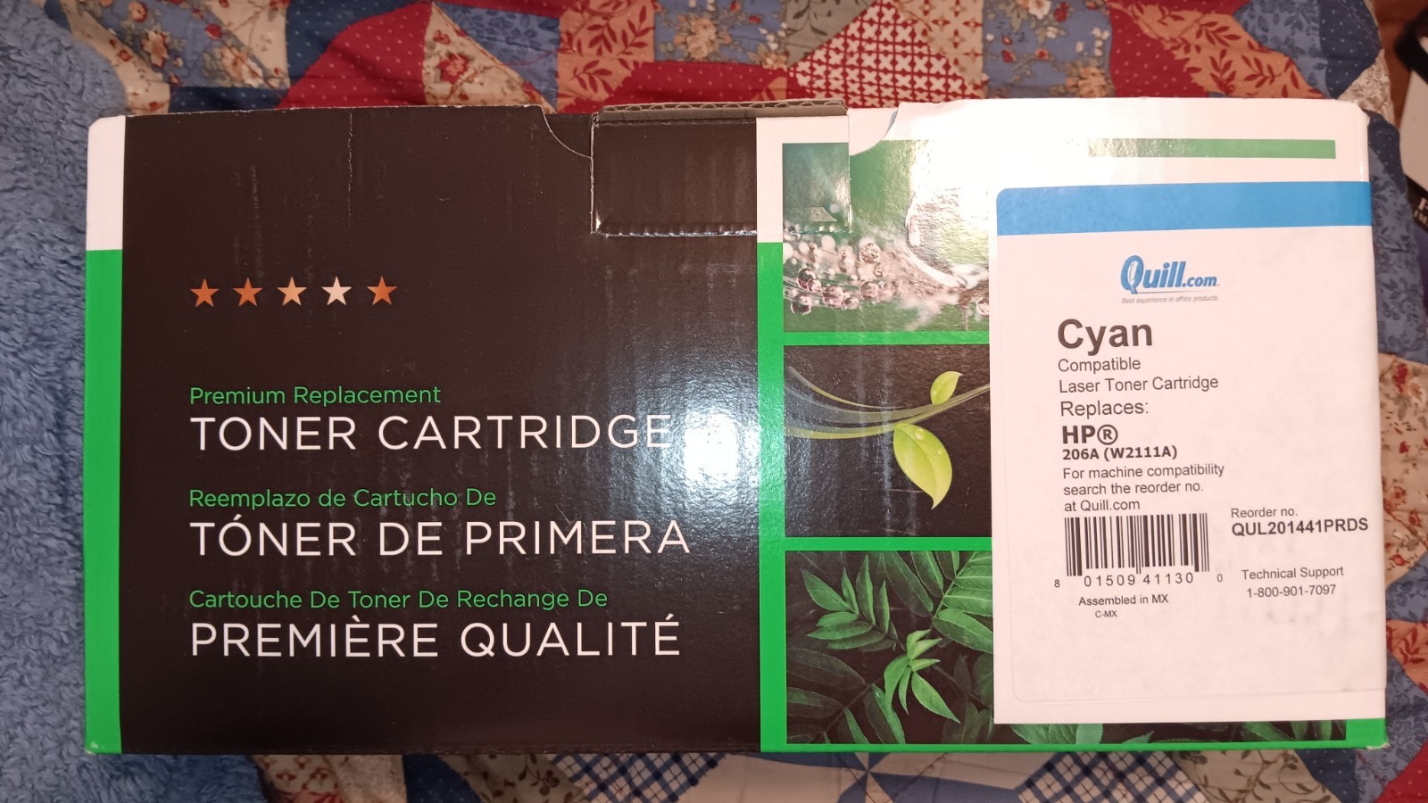 New Quill HP 206A Compatible Cyan LaserJet Toner Cartridge, W2111A