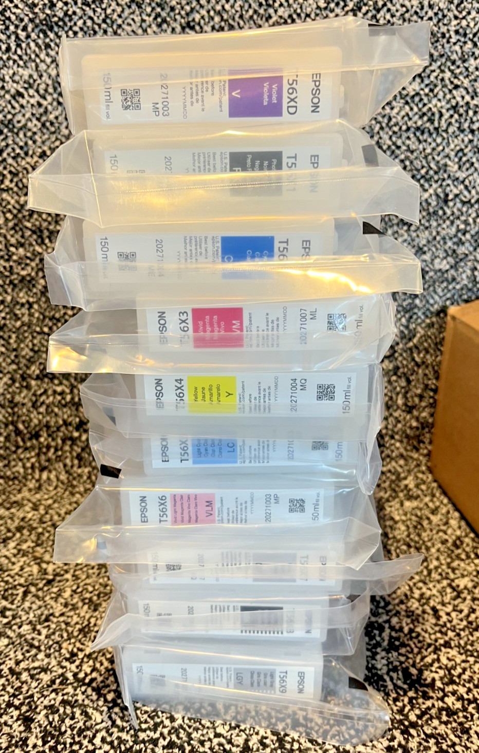 Epson T56X Ink Cartridge Set of 10 New Sealed 150ml Without Box Exp: Oct 2027