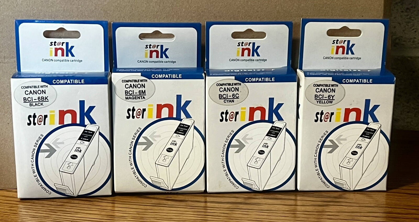 4) Star-ink Cartridges, Compatible w/ CanonBCI+ others new exp.BK,YW,Mag,Cyan