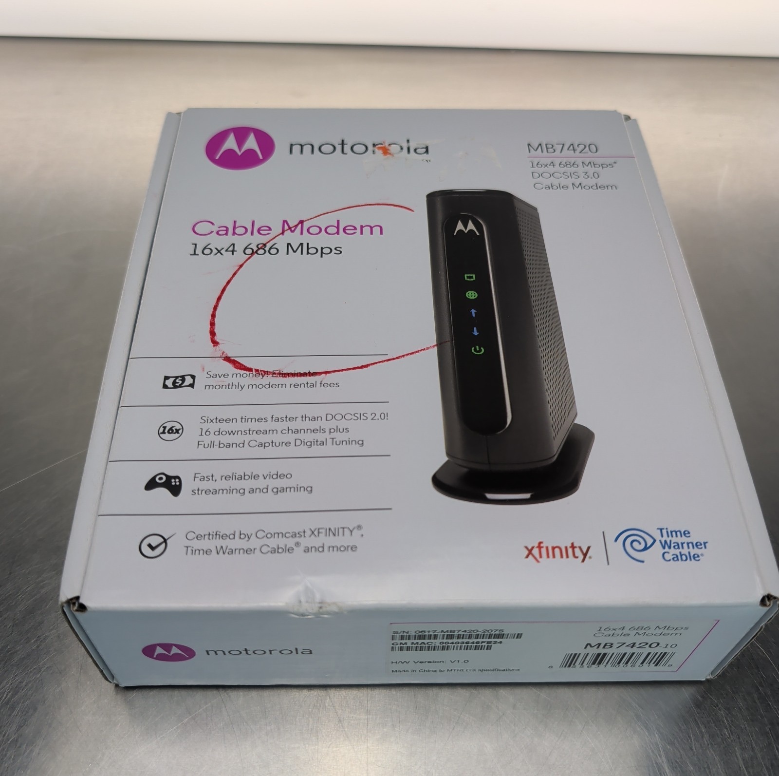 Motorola MB742010 686mbps DOCSIS 3.0 Cable Modem