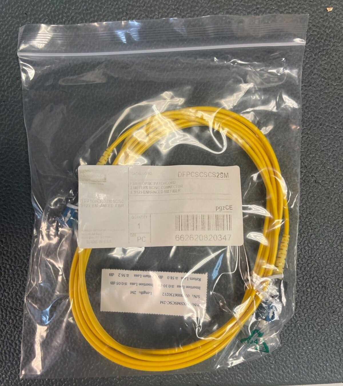 Hubbell Fiber Optic Patch Cord 2 meter SC/SC Duplex (DFPCSCSCS2SM )
