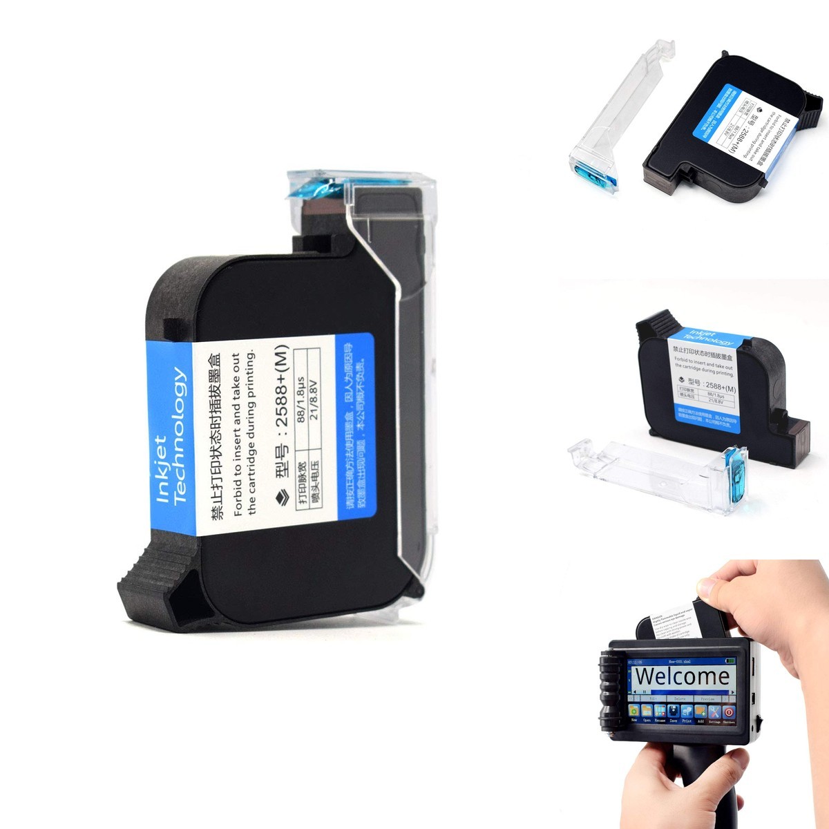 TOAUTO Handheld Portable Inkjet Printer 5.6" Touchscreen Black Ink Cartridge