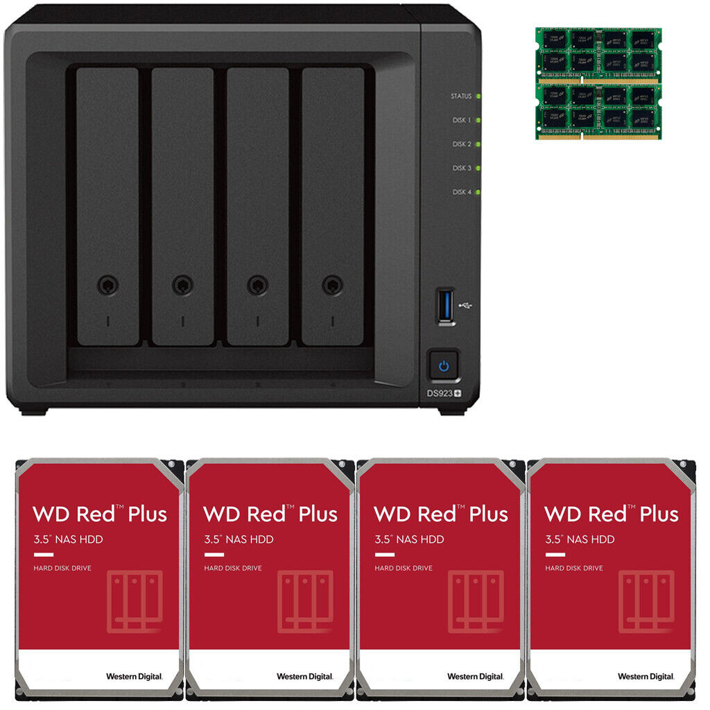 Synology DS923+ 4-Bay 32GB RAM 16TB (4x4TB) WD Red Plus Drives