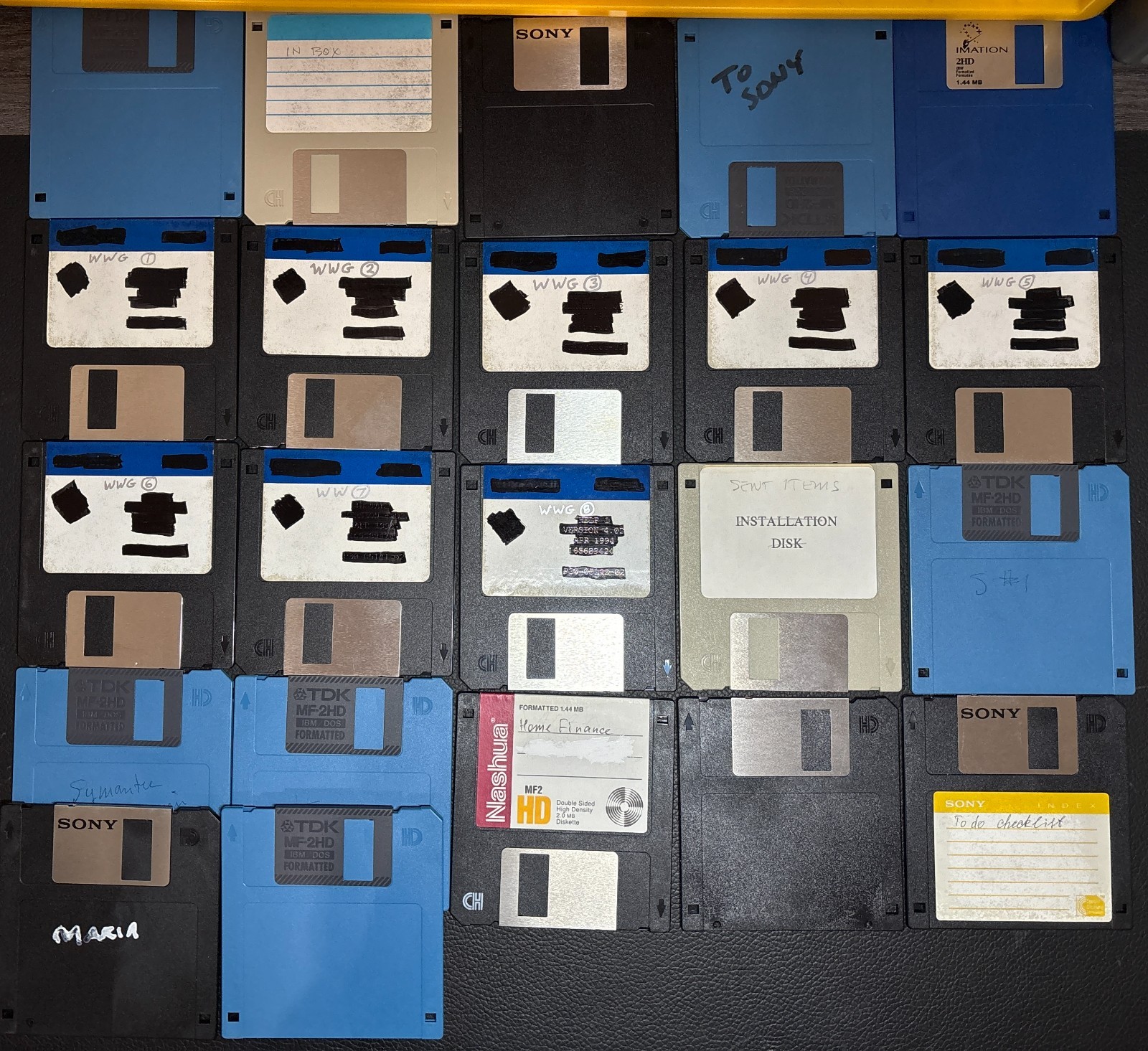Mix Lot of 23 Vintage 3.5" Floppy Disks TDK Sony Imation Nashua 1.44MB Untested