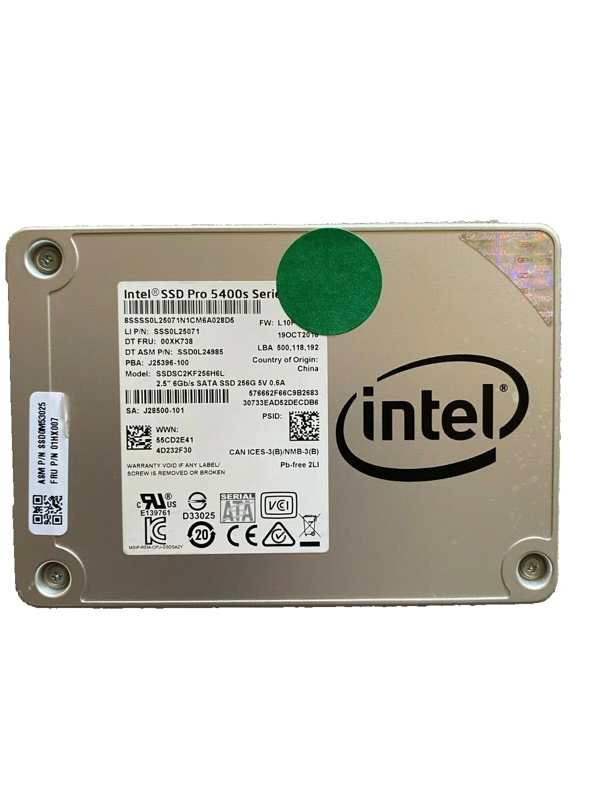 Intel 2.5" Pro 5400s 256GB  SSD SOLID STATE SSD Drive SATA Tested Working