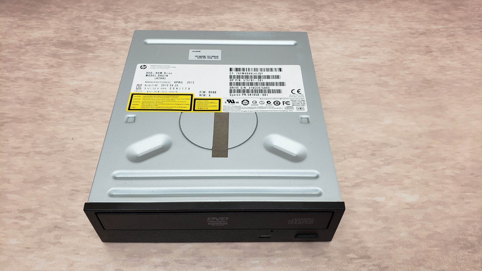 HP 575781-201 Jack Black Bezel SATA H/H DVD-ROM Drive DH51N