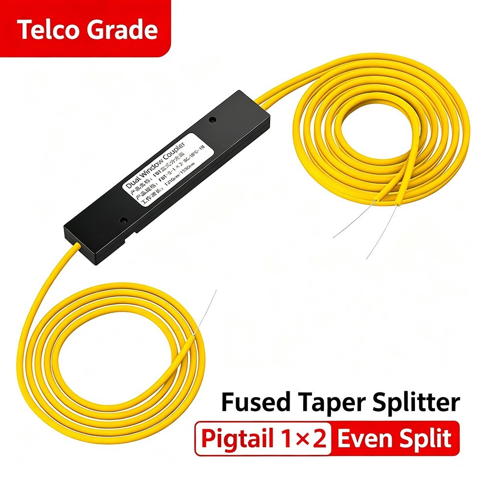 1×2 PLC Fiber Splitter SC UPC/APC Bare Pigtail Type Fiber Optic Coupler FTTH Tel