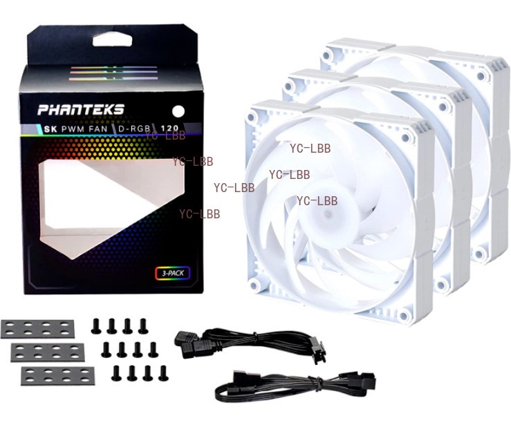 Phanteks SK120 PWM D-RGB 120mm Case Fan White 3-Pack